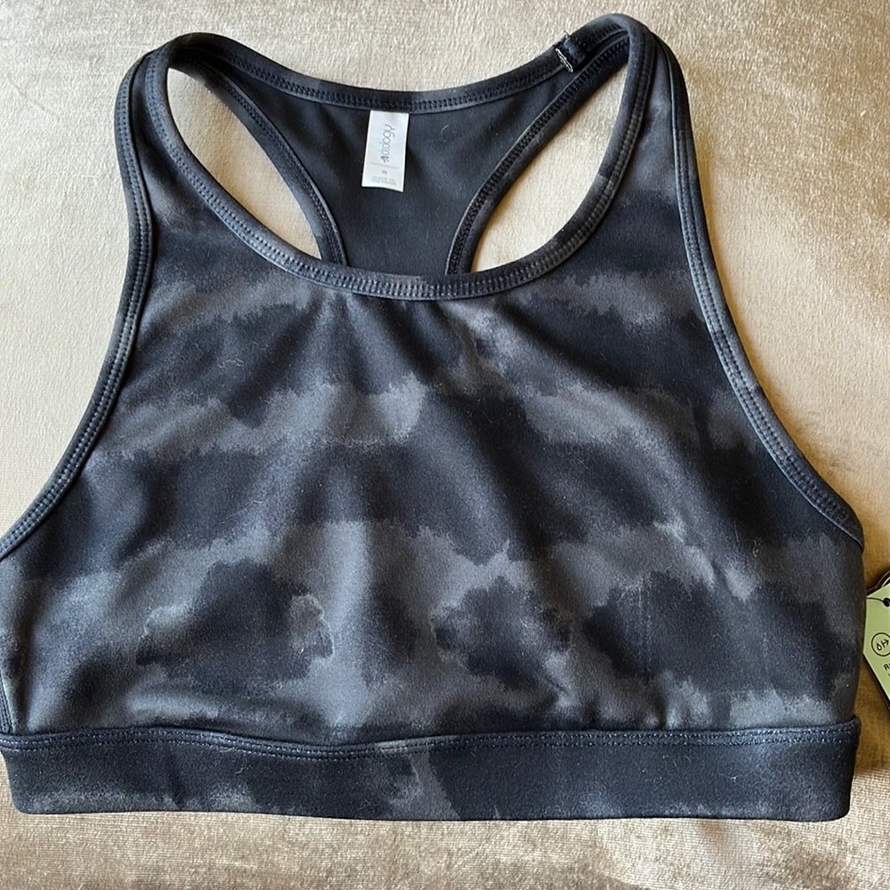 NWT Ideology performance sports bra black&grey camo with razor back.